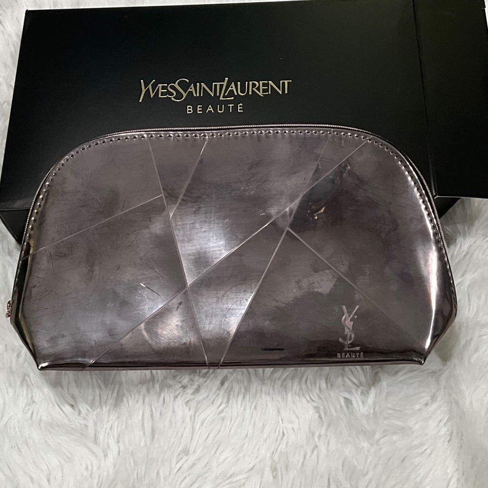 Yves Saint Laurent BEAUTE Iridescent Metallic Rose Cosmetic Pouch
